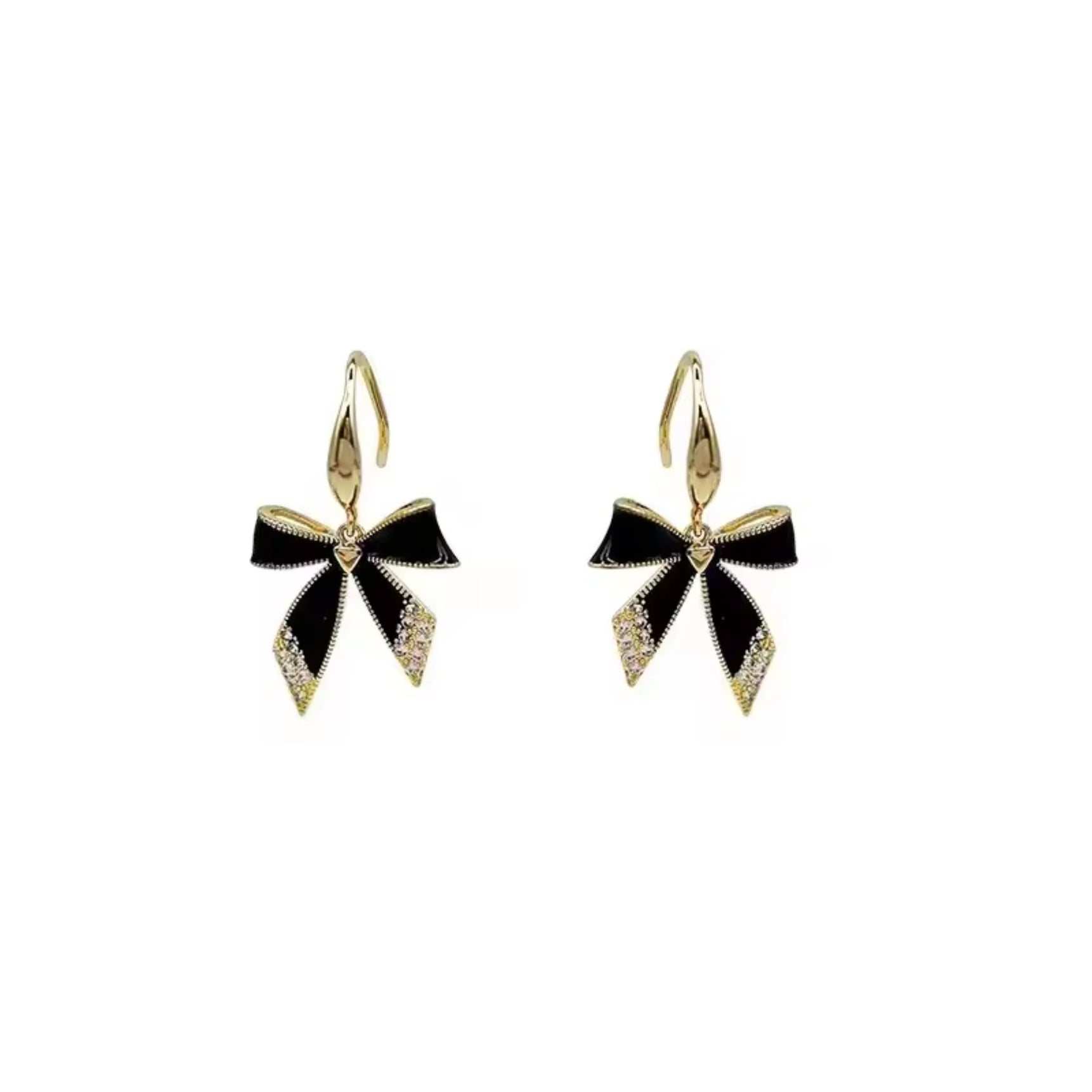 Chic Crystal Black Bow Earrings