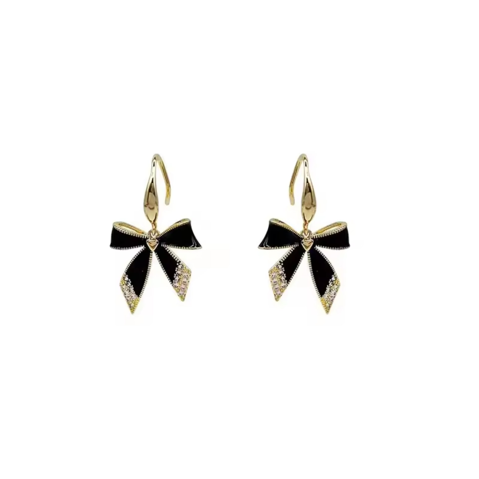 Chic Crystal Black Bow Earrings