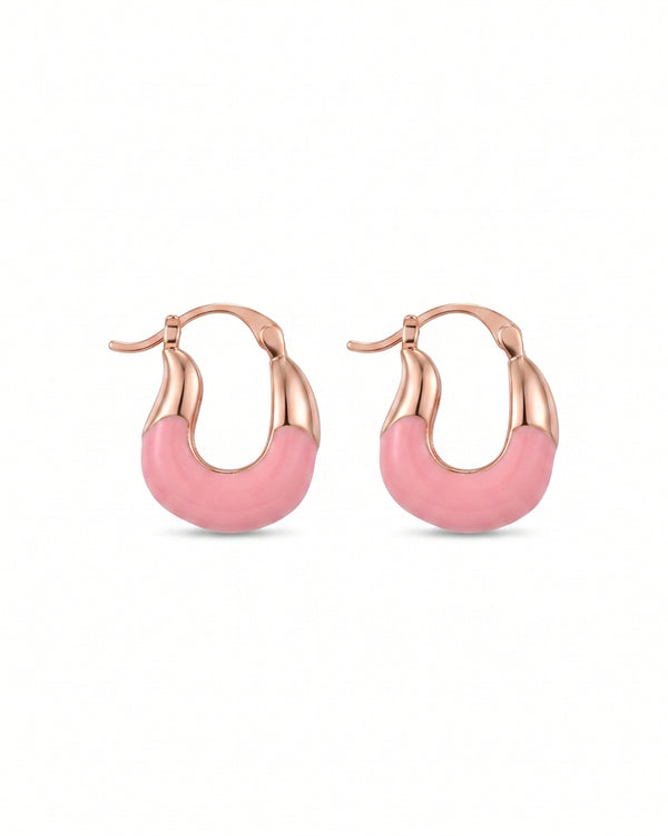 Pink Chic Beaded Hoop Earrings – Bold, Minimal & Lightweight