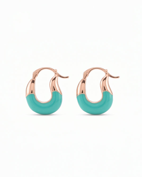 Emerald Glow Beaded Hoop Earrings – Green Enamel Chunky Hoops for Women