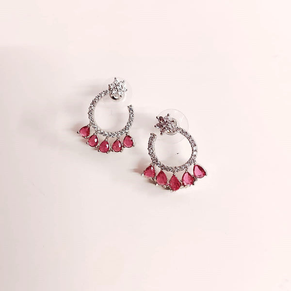 AD Flower Round Jhumka Red