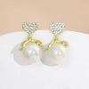Heart Bow Pearl Earrings
