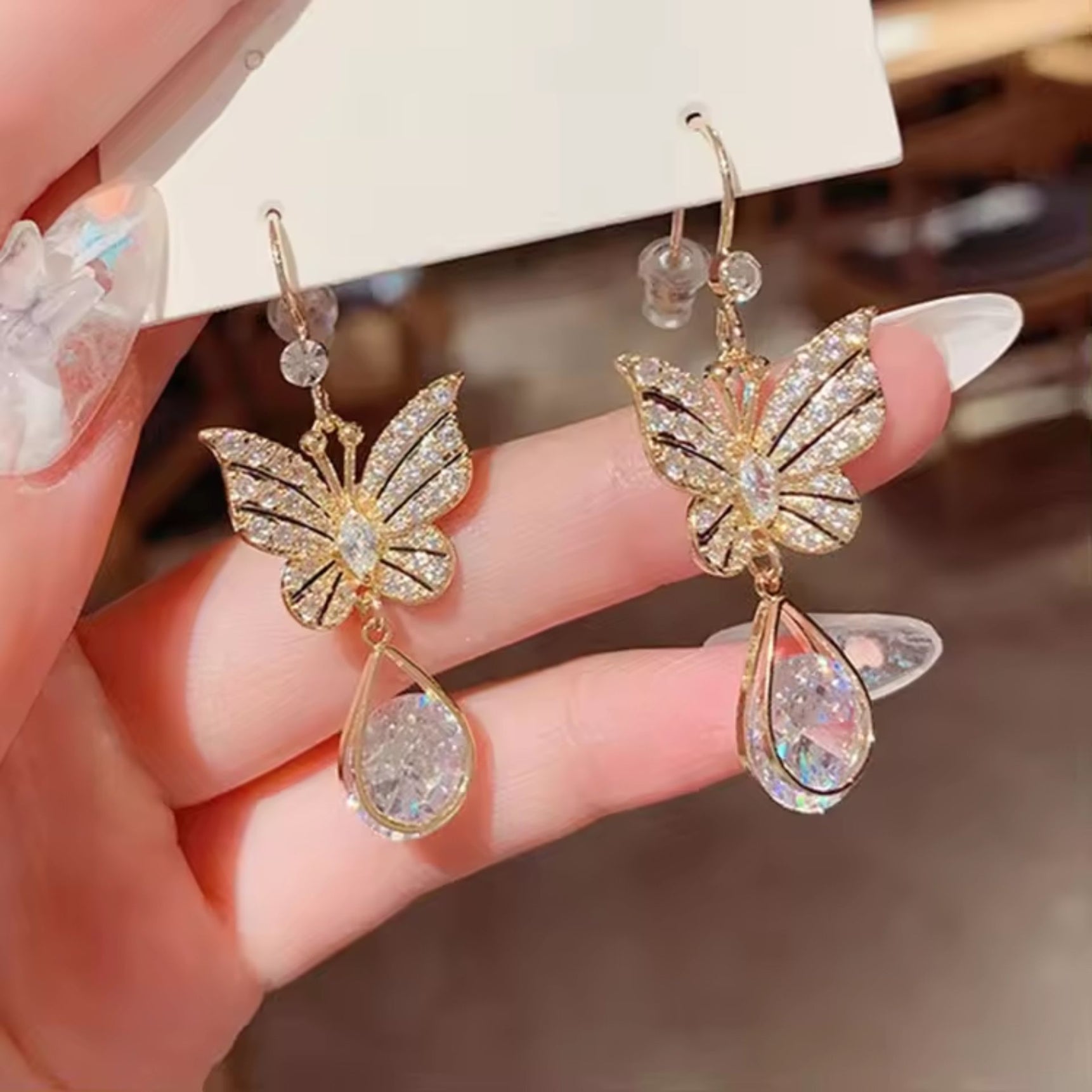 Sparkling Crystal Butterfly Earrings