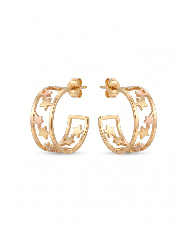 Star Cutout Hoop Earrings – Gold-Tone Studs for Women & Girls