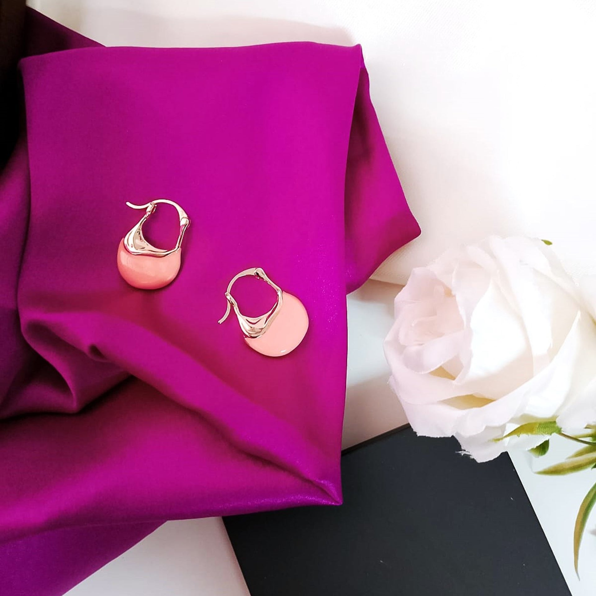 Blush Blossom Design Hoops