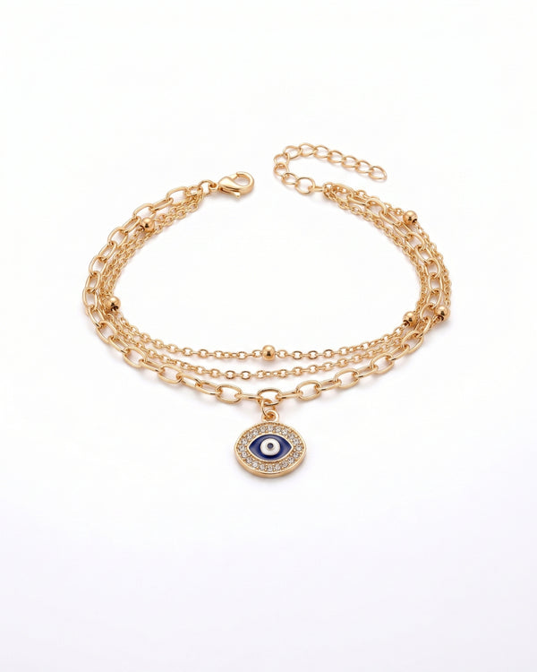 Gold Evil Eye Chain Bracelet – Layered Protection Jewelry