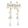 Dainty Bow Pearl Drop Earrings