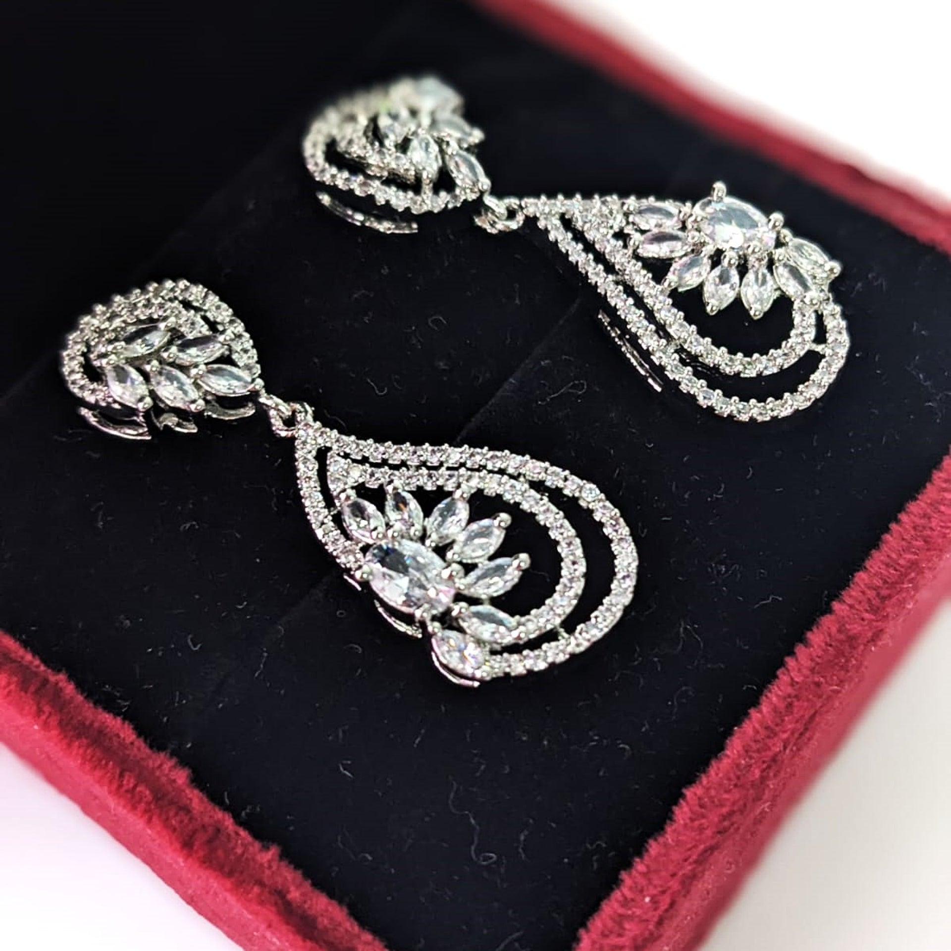 Elegant White AD Floral Earrings