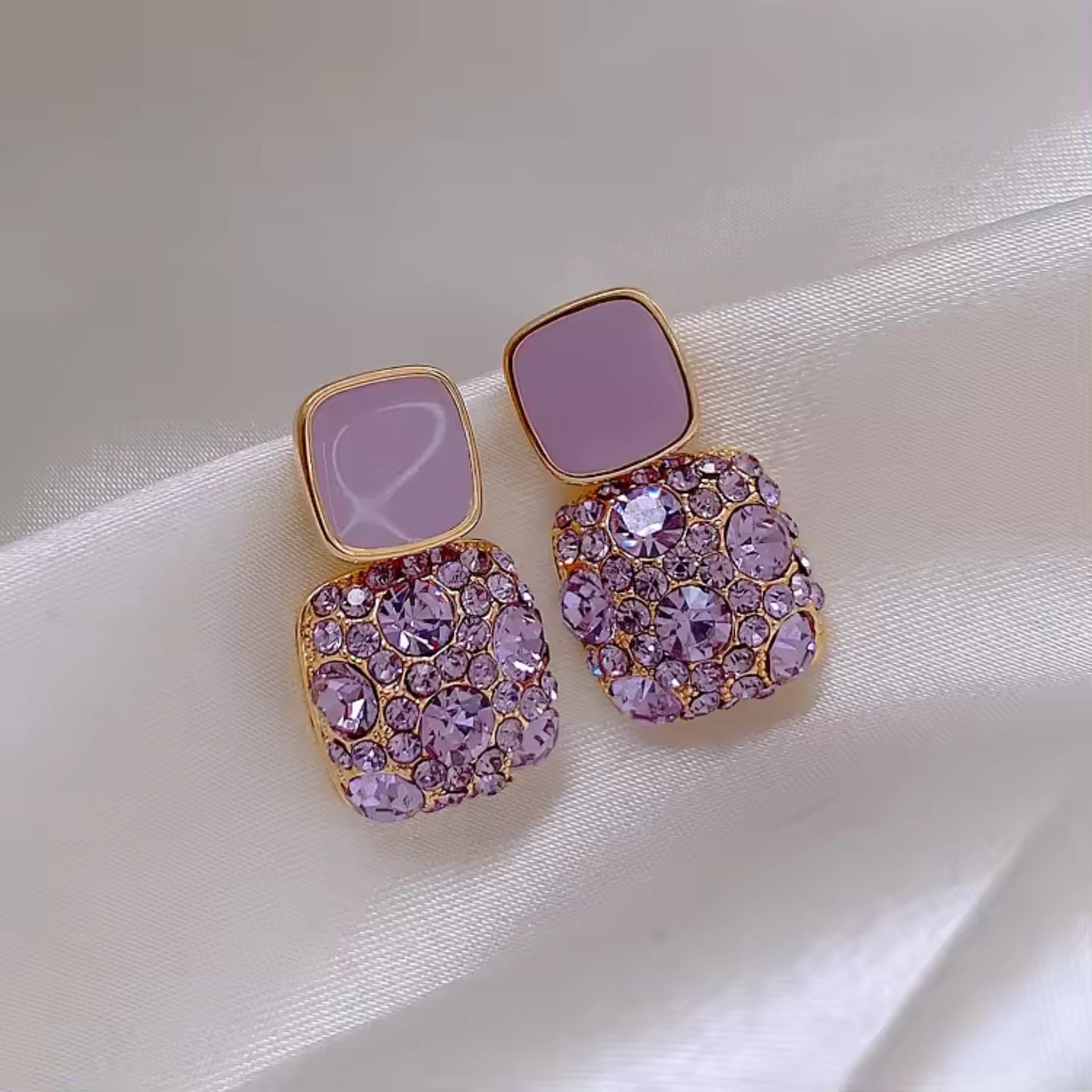 Royal Purple Rhinestone Earrings