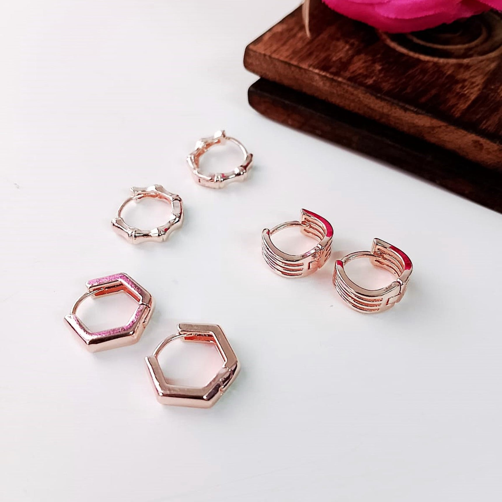 Rosegold Bobby Hoops Combo Set