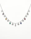 Silver Butterfly Multicolor Pendant Necklace