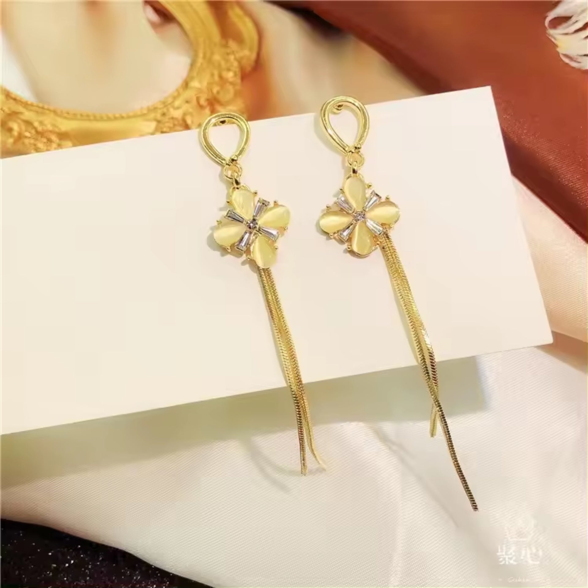 Floral Chain Drop Earrings