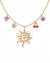 Golden Sun Pendant Charm Necklace with Cherry & Butterfly Accents