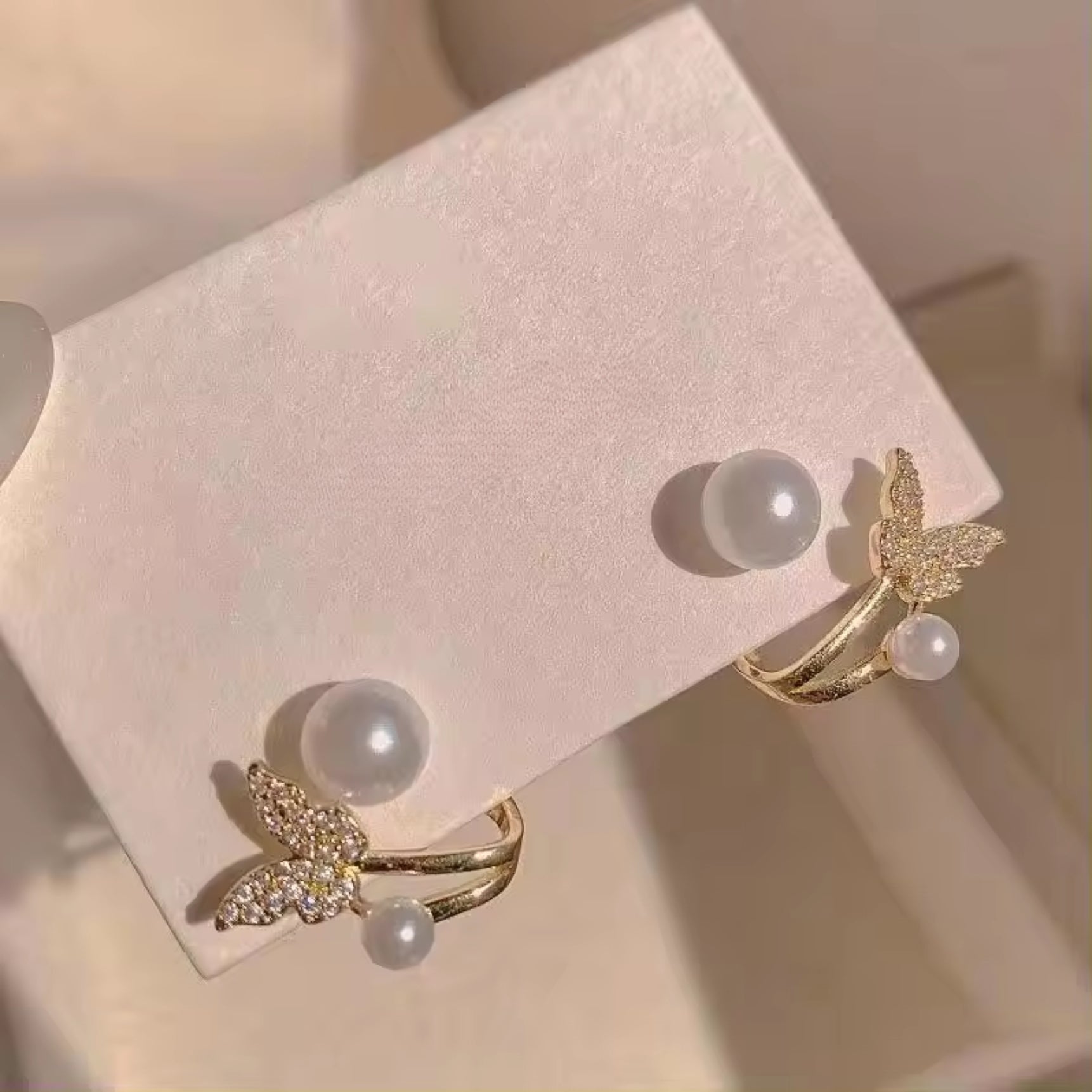 Brilliant Diamond Butterfly Stud Earrings