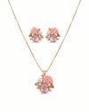 Pink Rose Floral Jewelry Set for Women