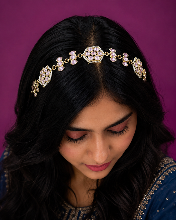 Traditional Pearl Golden Mattha Patti – Ethnic Bridal Forehead Jewelry