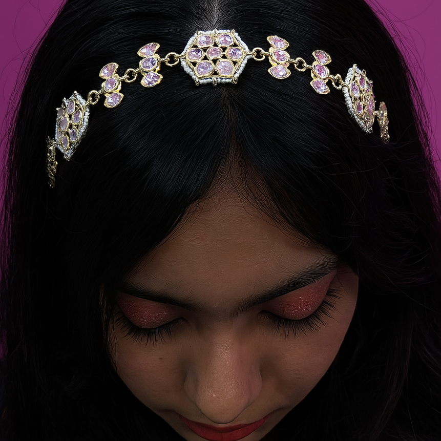 Traditional Pearl Golden Mattha Patti – Ethnic Bridal Forehead Jewelry