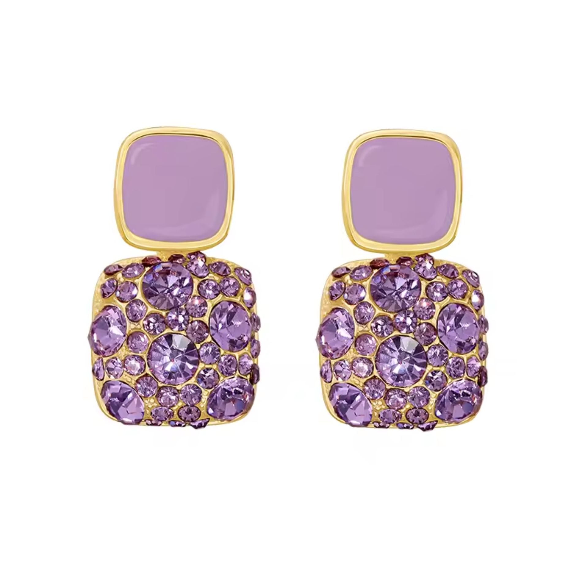 Royal Purple Rhinestone Earrings
