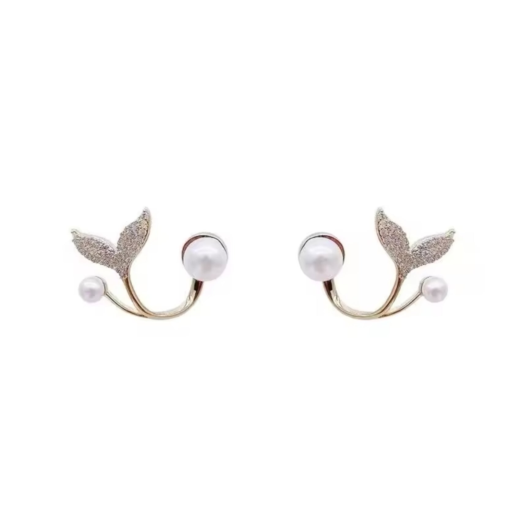 Crystal Mermaid Tail Stud Earrings