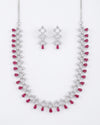 Radiant Zig Zag AD Red Necklace Set