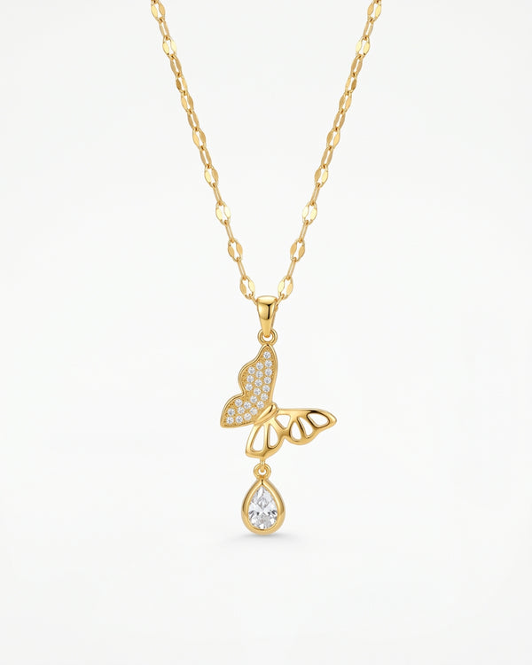 Butterfly Diamond Drop Chain Necklace