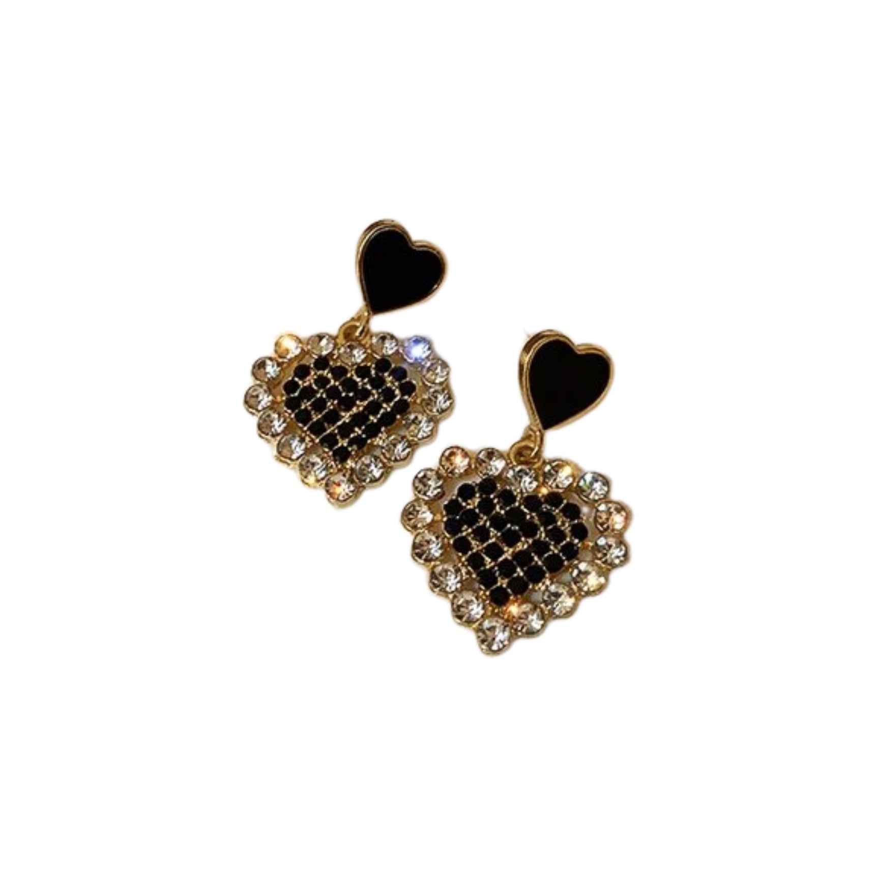 Midnight Black Crystal Heart Earrings