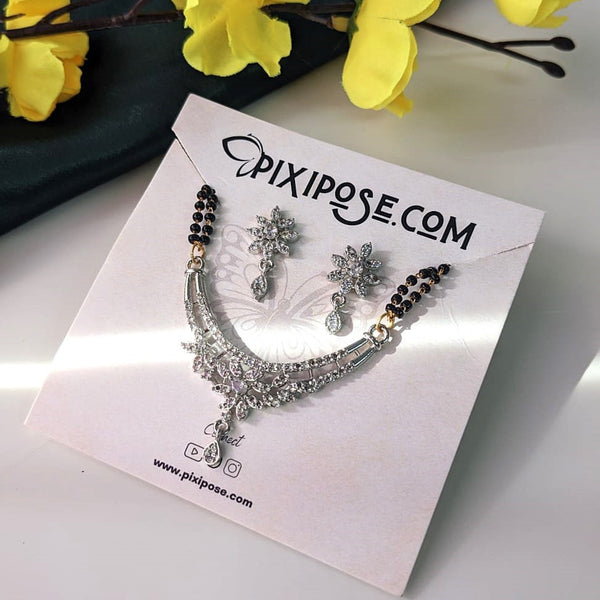 Floral Diamond Mangalsutra Set with Earrings – Elegant Symbol of Love