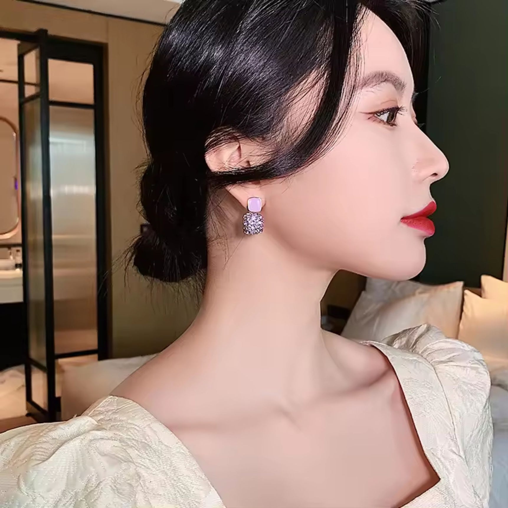 Royal Purple Rhinestone Earrings