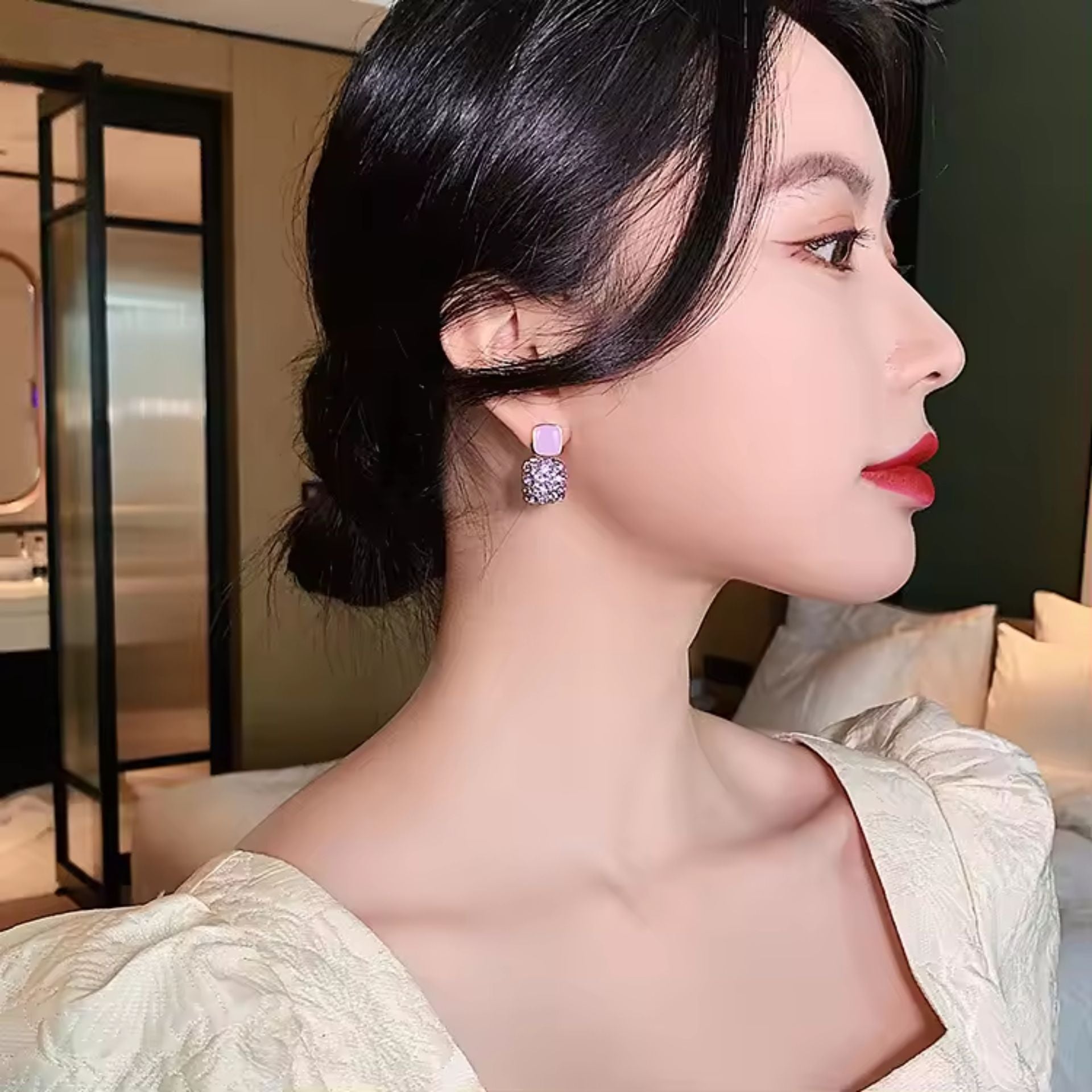 Royal Purple Rhinestone Earrings