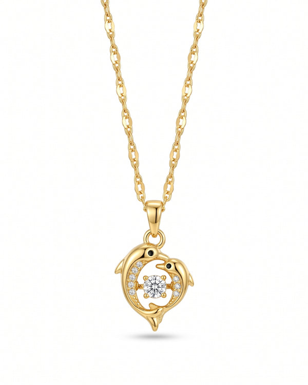 Playful Twin Dolphin Necklace