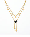 Stylish Double Layer Black Heart Chain Necklace