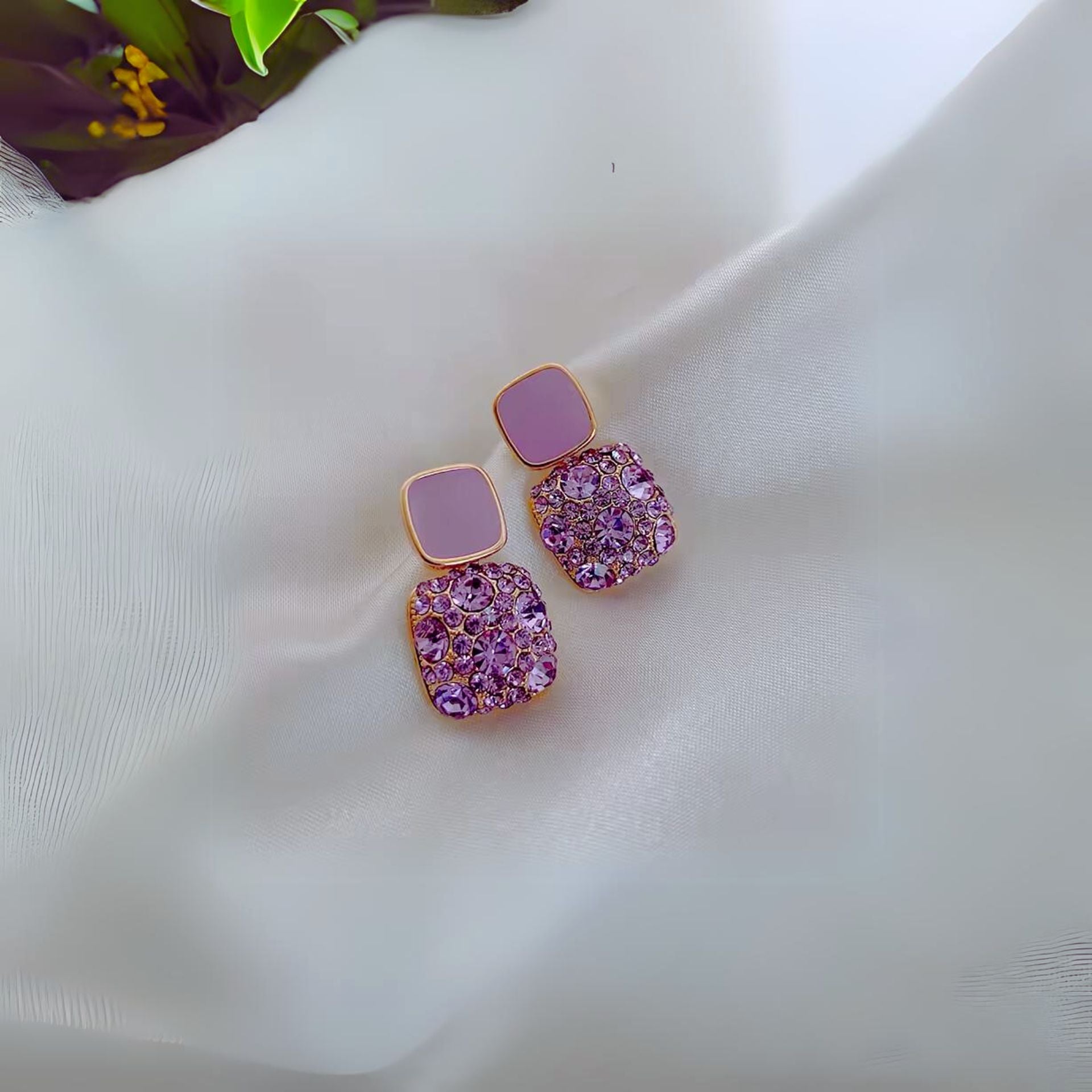 Royal Purple Rhinestone Earrings