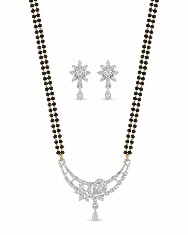 Diamond-Style Mangalsutra Set – With Earrings for Daily Wear