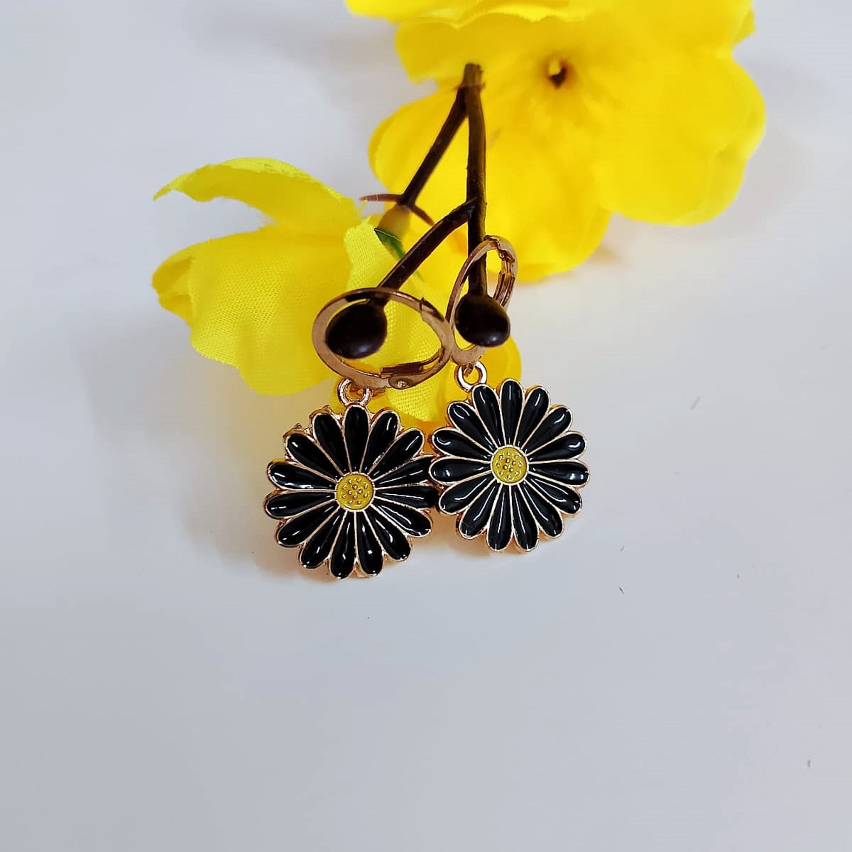 Midnight Bloom Sunflower Hoops