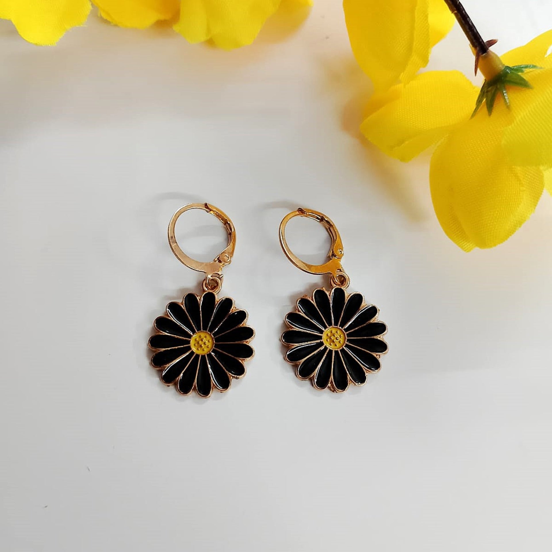 Midnight Bloom Sunflower Hoops