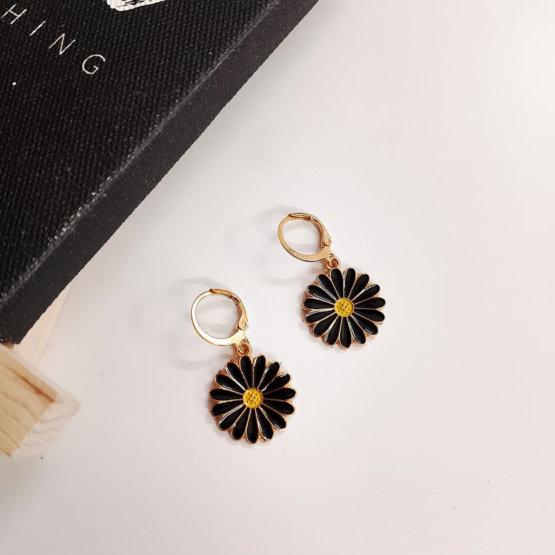 Midnight Bloom Sunflower Hoops