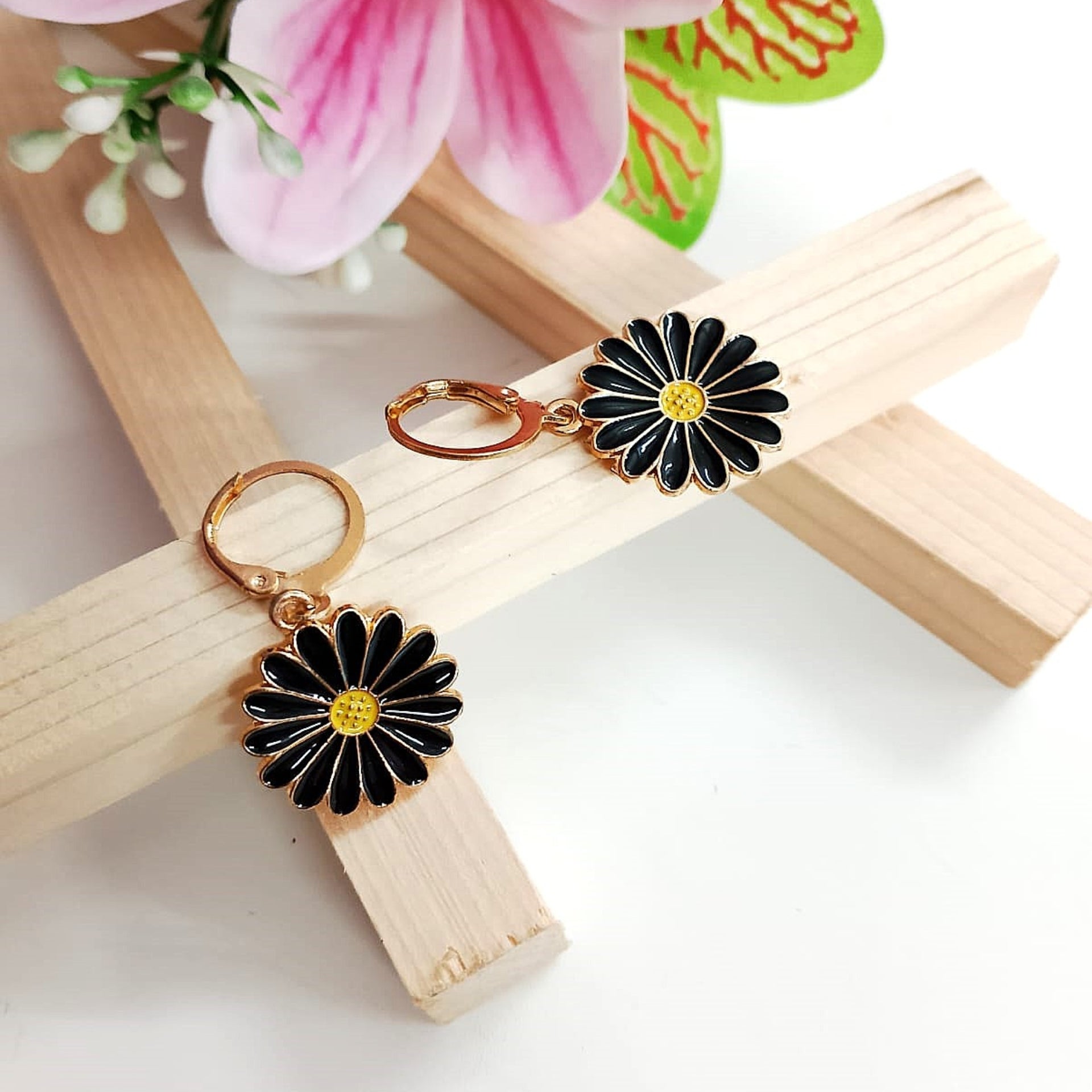 Midnight Bloom Sunflower Hoops