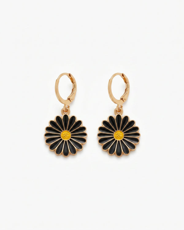 Midnight Bloom Sunflower Hoops