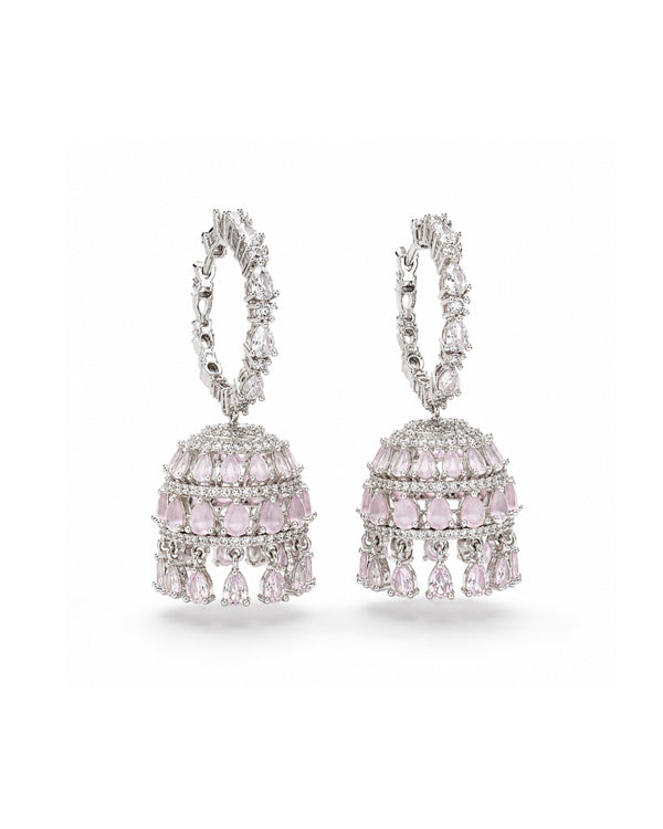 Blush Radiance Silver-Plated PINK Jhumkas