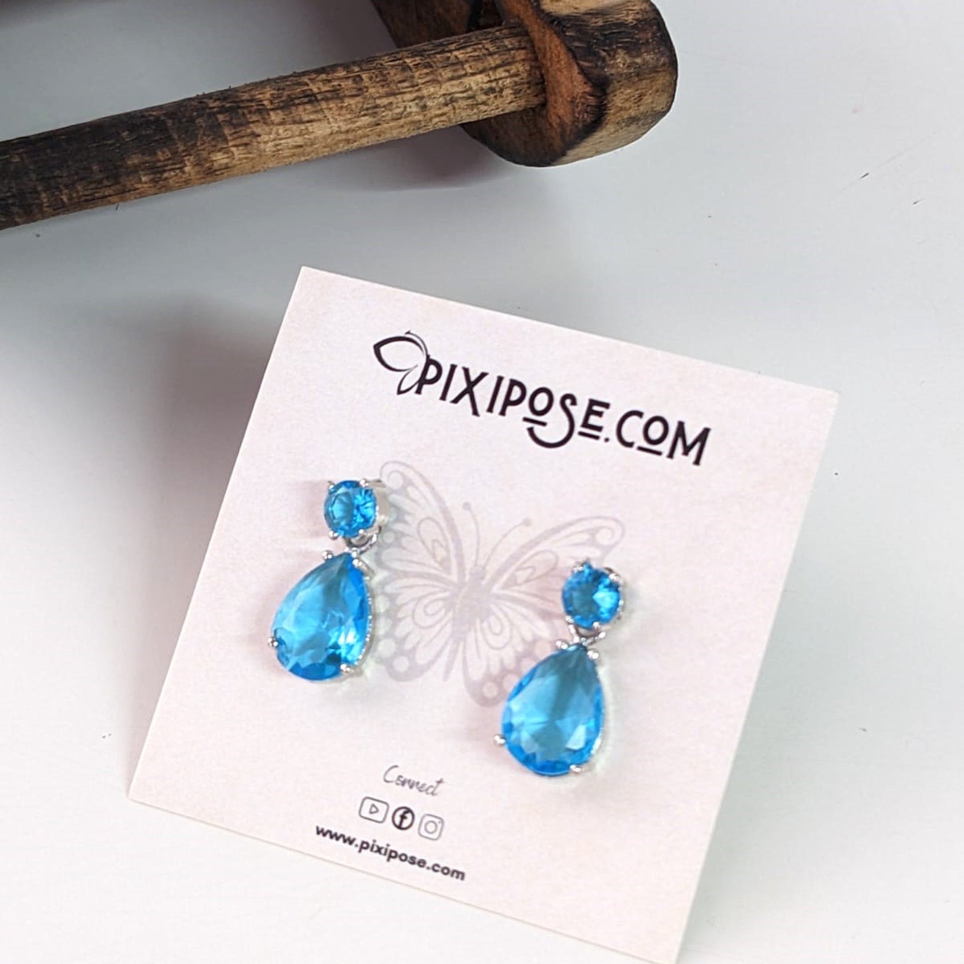 Sparkling AD Water Droplets Earrings BLUE