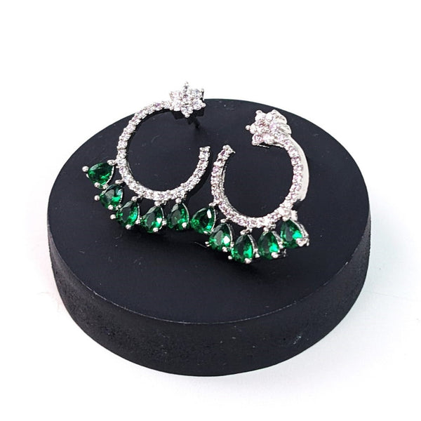 AD Flower Round Jhumka Green