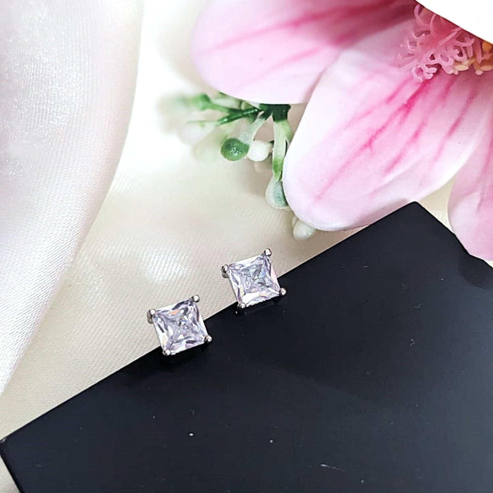 Radiant Pearl AD Square Studs