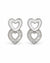Silver Double Heart Stud Earrings – Sparkling Diamond Accents for Women