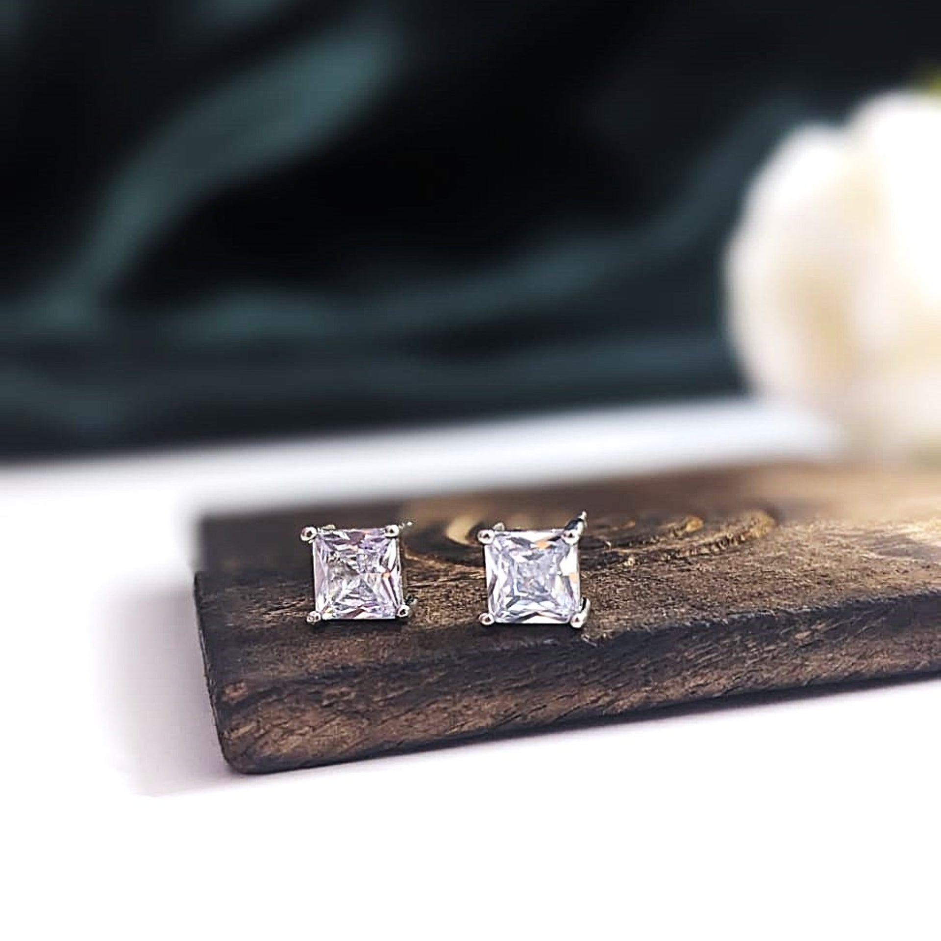 Radiant Pearl AD Square Studs