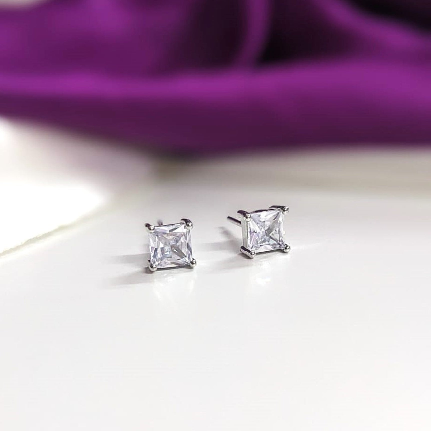 Radiant Pearl AD Square Studs