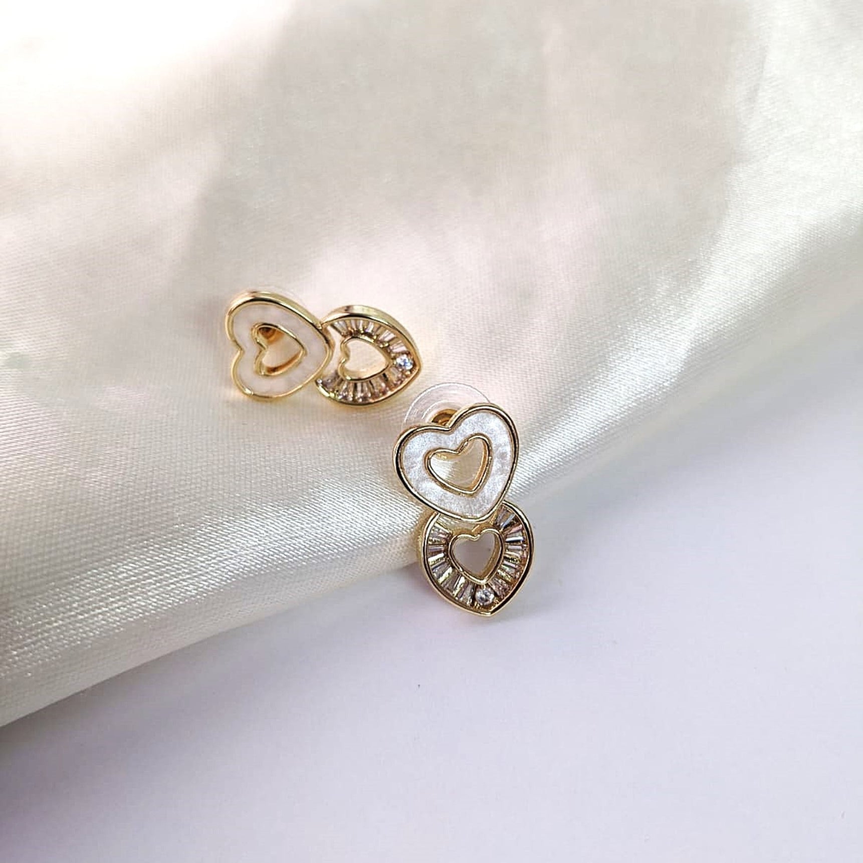 Radiant Duo Heart Studs