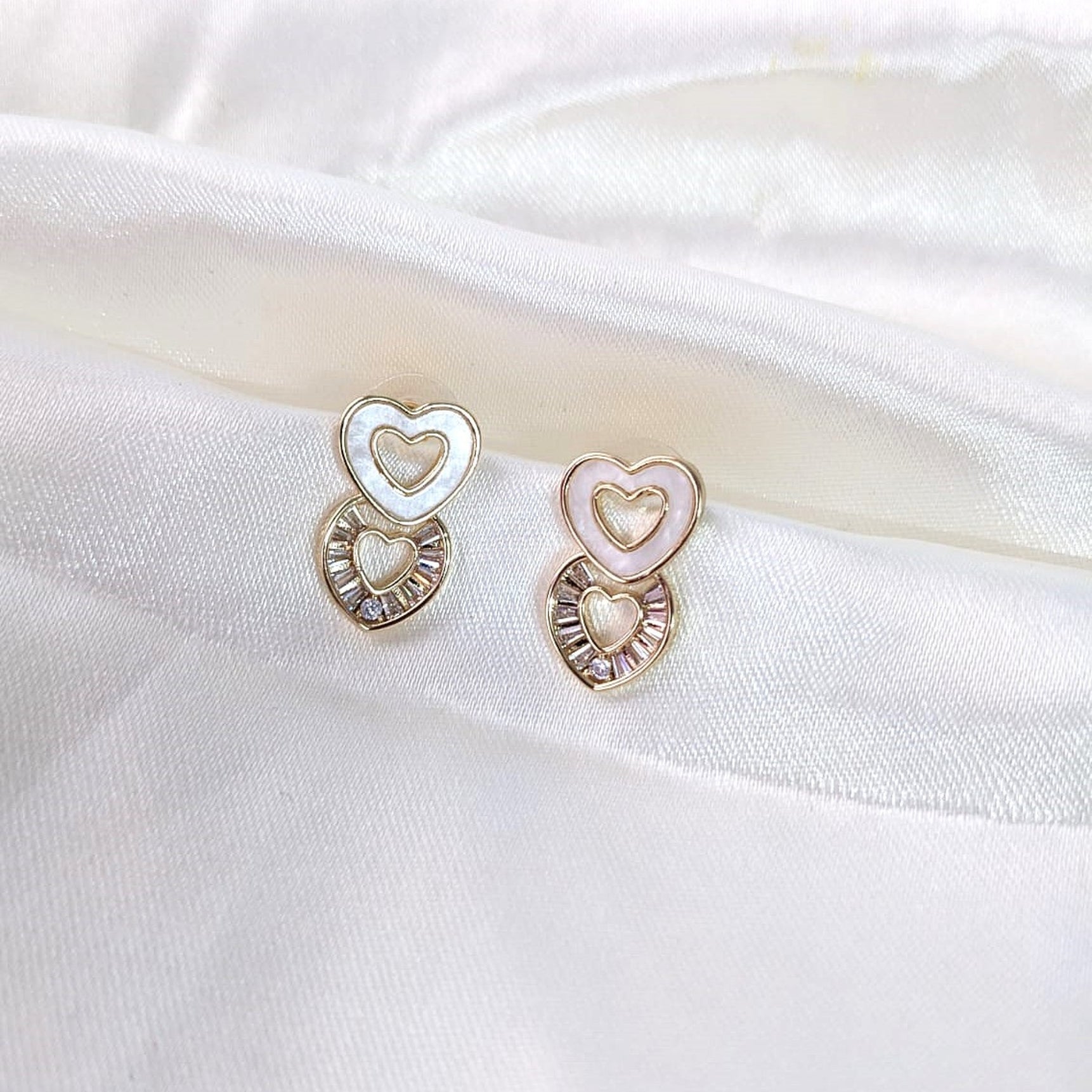 Radiant Duo Heart Studs