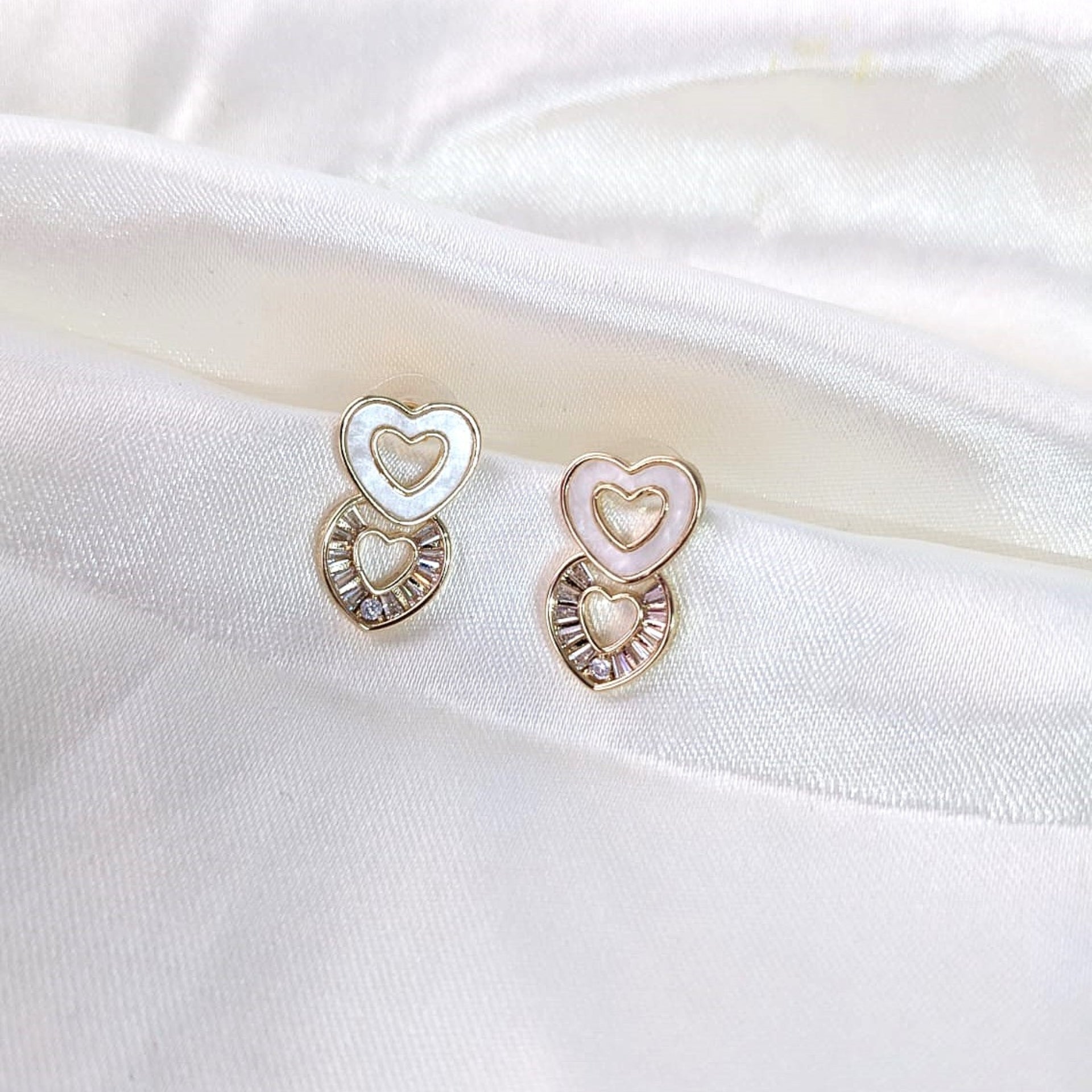 Radiant Duo Heart Studs