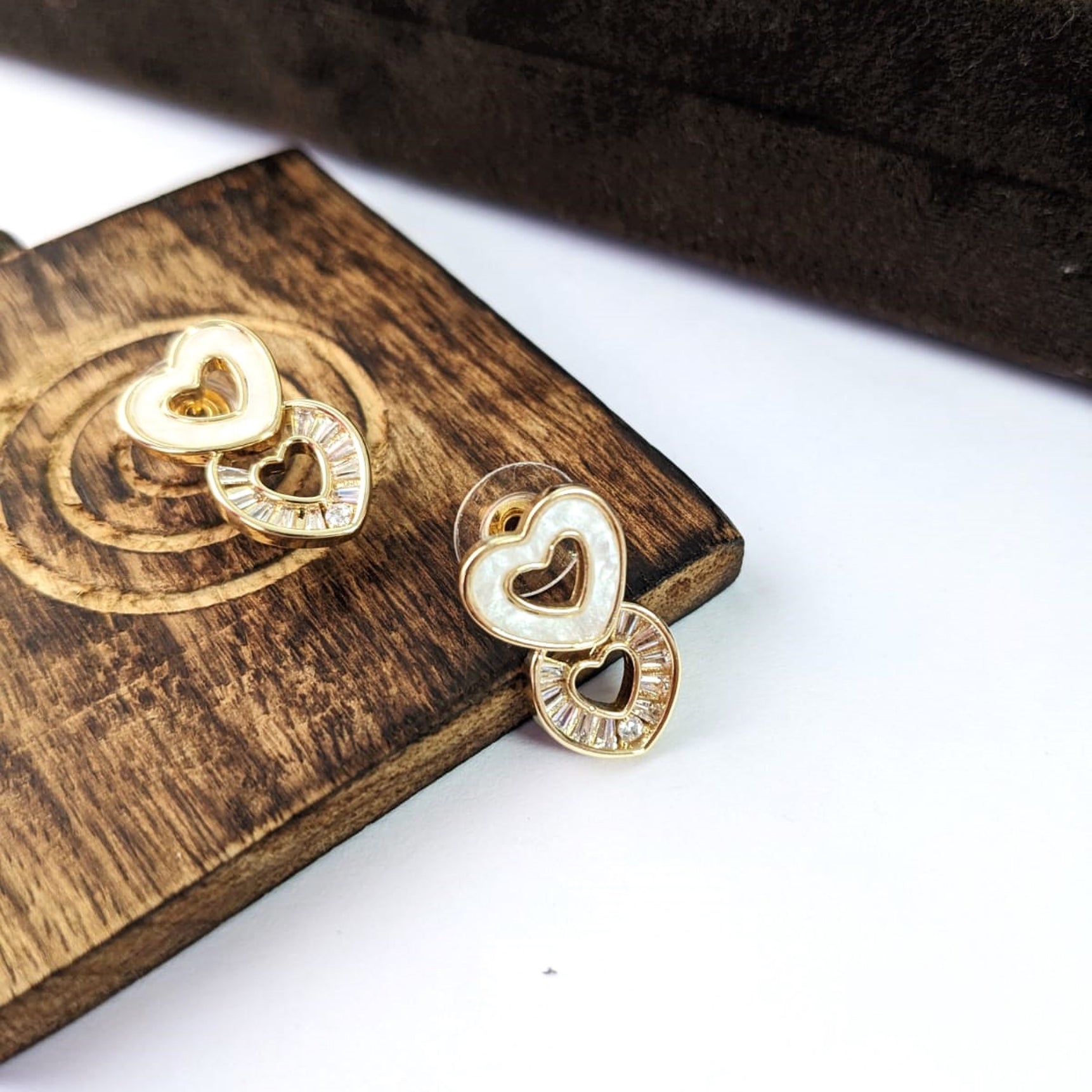 Radiant Duo Heart Studs