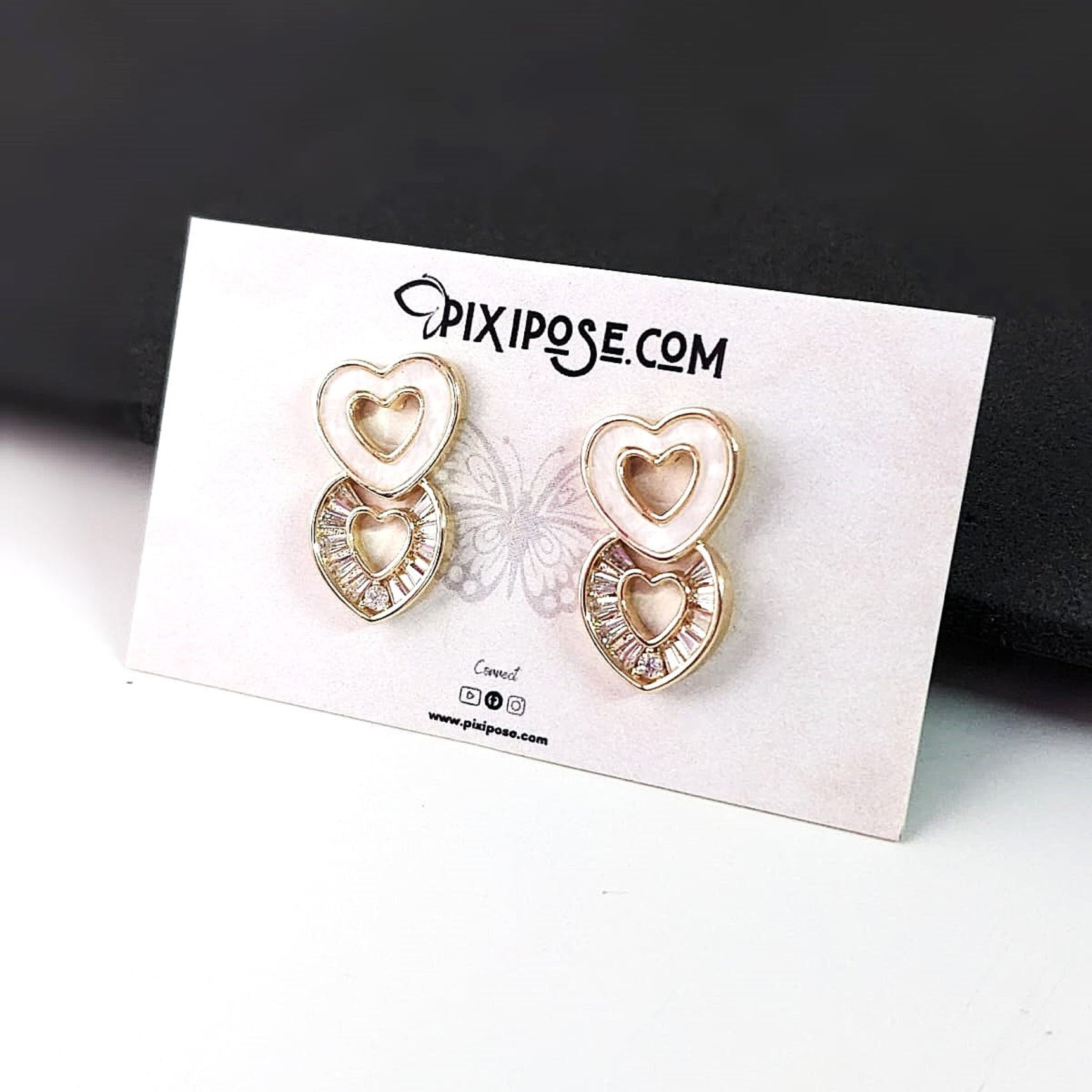 Radiant Duo Heart Studs